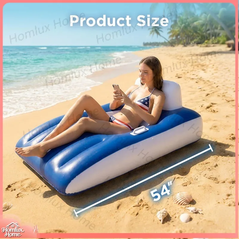 PVC Inflatable Floating Lounge Chair for Swimming Pool Beach Summer Tanning Water Bed Floating Net Chair Outdoor Relaxation
