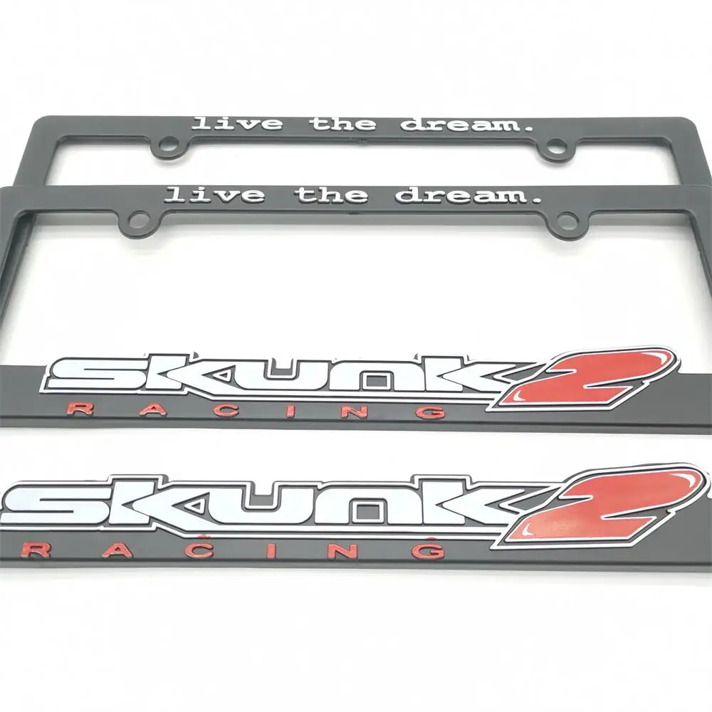 2PCS Hot USA Standard ABS Car License Plate Frame JDM Racing Personality For SKUNK2 Decorate Auto Number Plate Frame Accessories