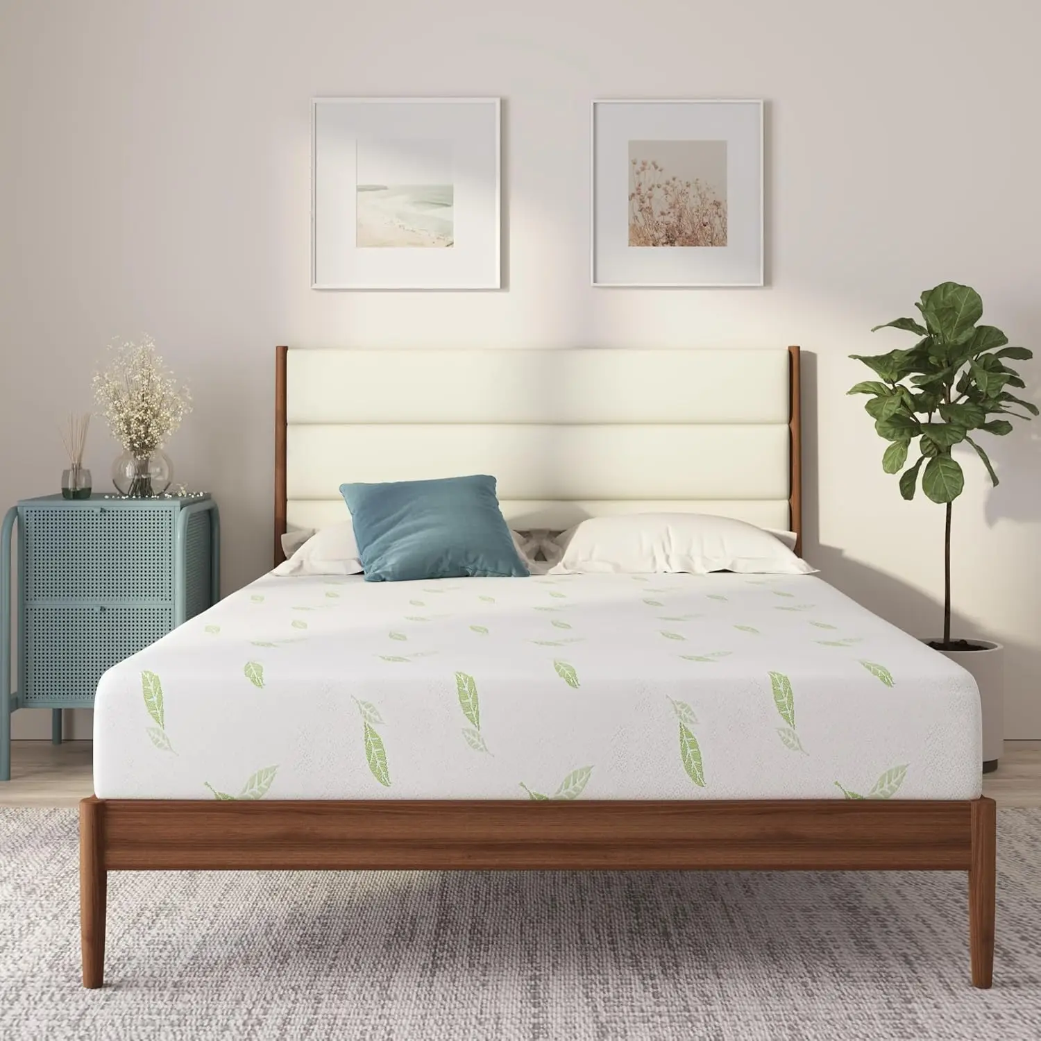 Twin XL Size Mattress, 12 Inch Anula Green Tea Infused Memory Foam Mattress, Twin XL Size Mattress Bed in a Box