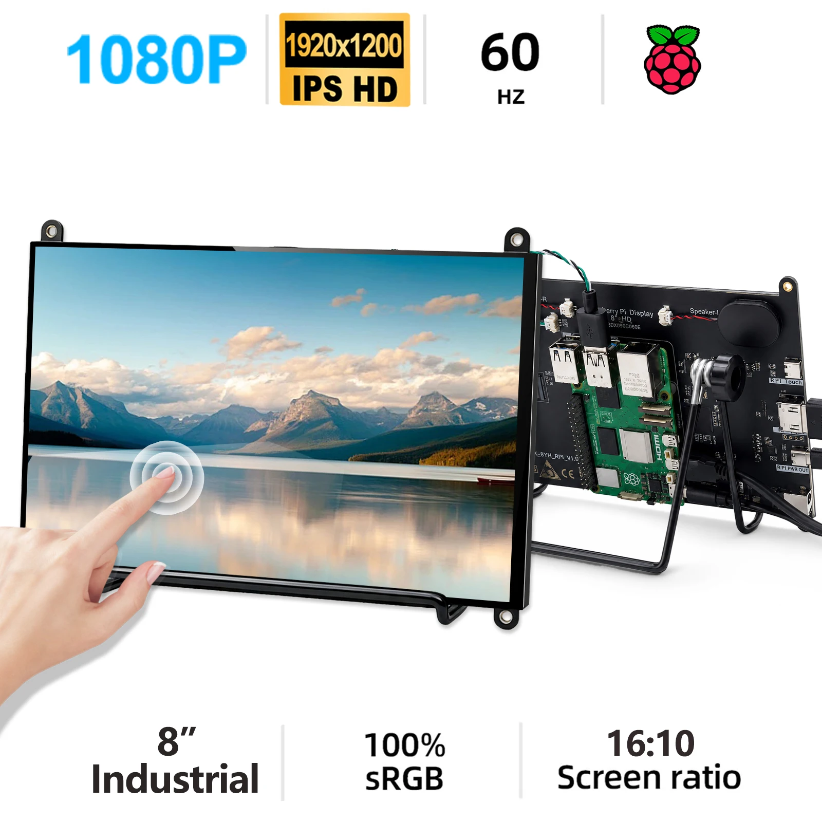 8-inch-1920-1200-ips-touch-screen-5point-capacitive-display-dual-speakers-hdmi-monitor-for-raspberry-pi-5-4b-pc-3d-printer-diy