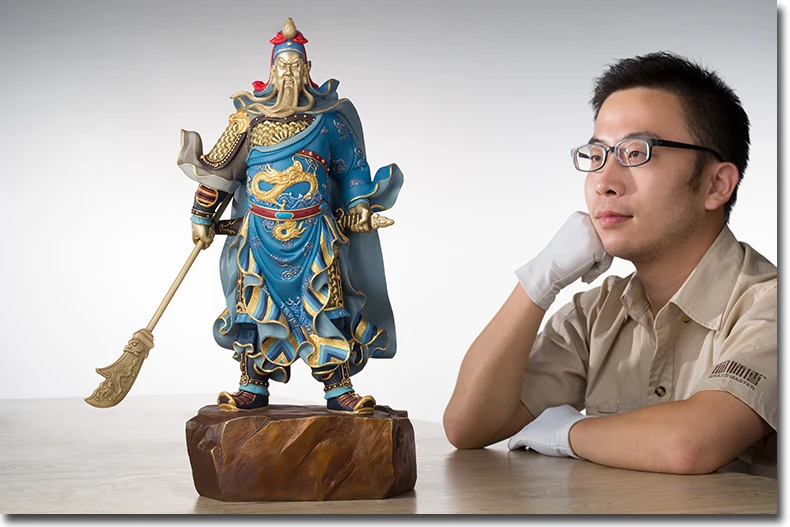 HOME shop Entrance hall Geomantic omen statue  God of wealth LUCK patron saint GUAN GONG FENG SHUI color copper ART statue
