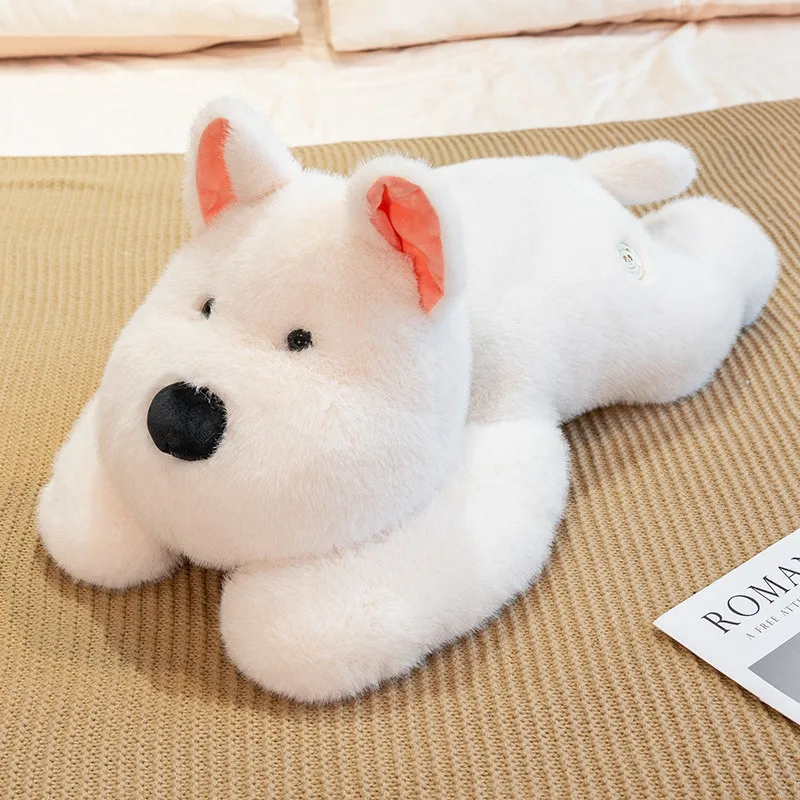 

1PC Kawaii Fluffy White Terrier Dog Plush Toys Cuddle Stuffed Animals Lazy Sloth Plushie Husky Soft Pillow