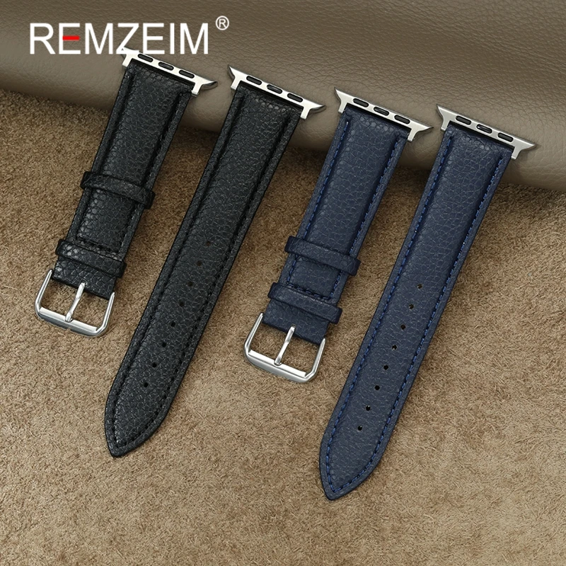 Damski Męski Pasek do Zegarka z Ekoskóry PU Zamiennik Paska do Apple Watch 49/46/45/44/42/41/40/38mm do Iwatch 1-10 SE Ultra 2