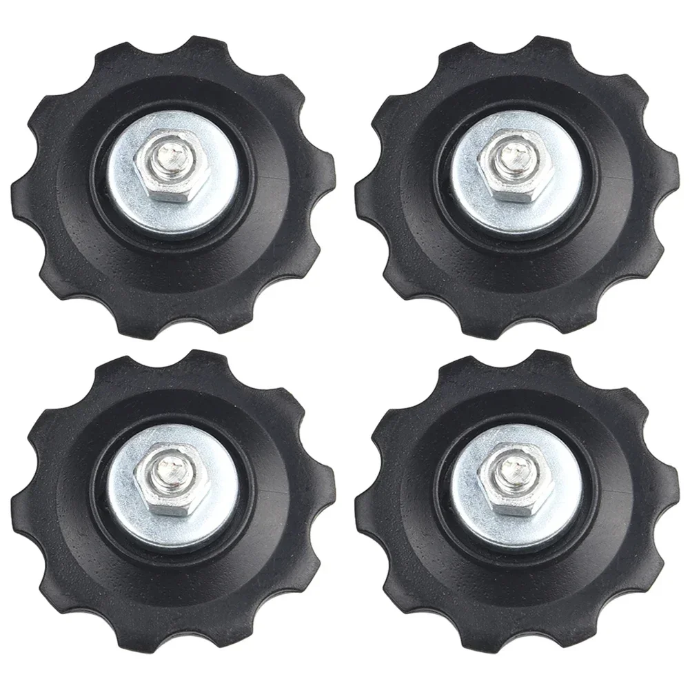 Achieve Smooth Gear Shifting with 10T MTB Bike Bearing Rear Derailleur Pulley Roller Black Guide Pulleys (4pcs)