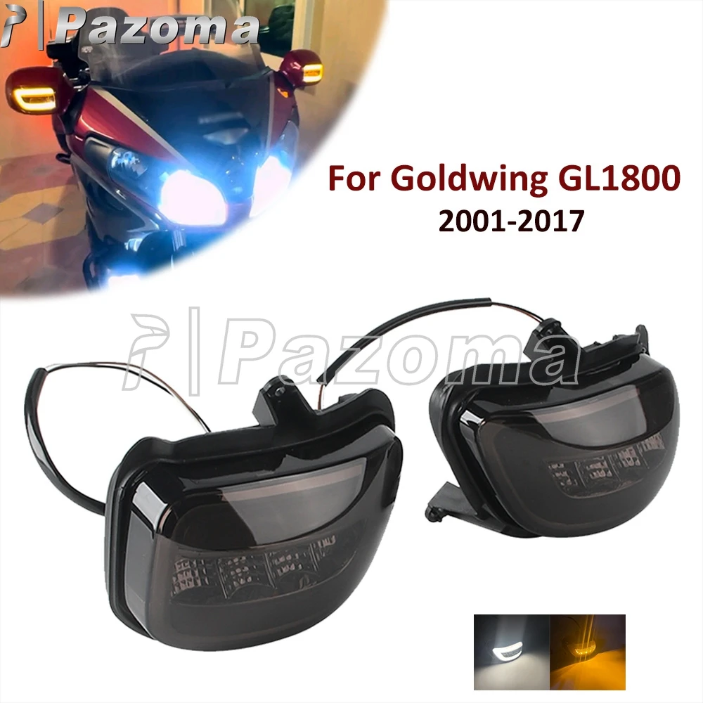 Motorcycle LED Turn Signal Light For Honda Goldwing GL1800 GL 1800 Front Daytime Running Lamp DRL Indicator Smoke Lens 2001-2017