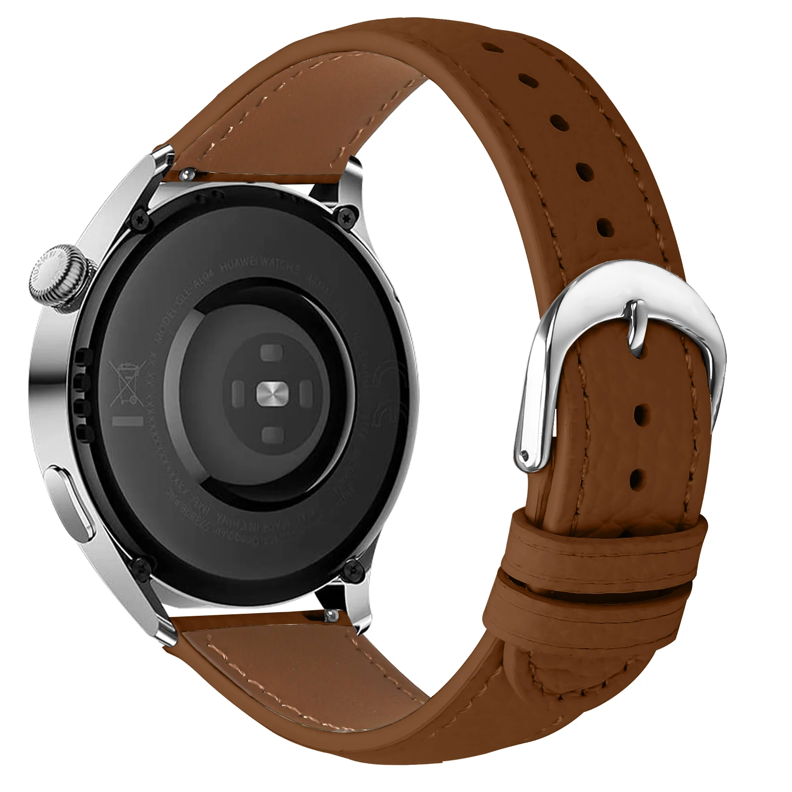 

Replacement Strap for Garmin Vivoactive 4 / Venu 2 Litchi Texture PU Leather Watch Band with Metal Buckle - Light Coffee