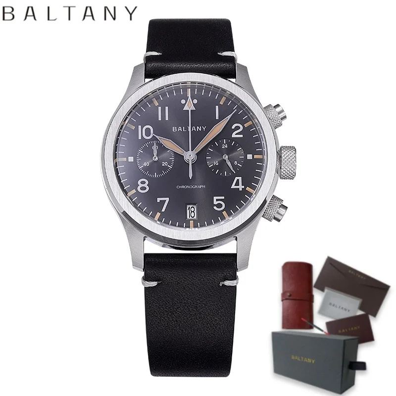 Baltany Luxury Fashion Quartz Watch S5057 Retro Luminous Vk64 Sub-Dial Calendar Movement Waterproof 100M Men Wristwatch