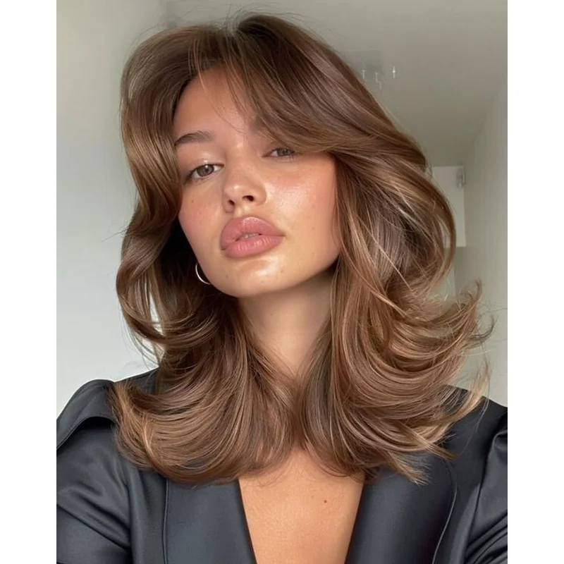 Light Brown Layered Wigs Lace Front Wig Brown  Hair Wigs Pre Plucked Remy