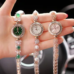 UTHAI Women's Watch Light Luxury Fashion Wristwatch High Quality Diamond Pearl Waterproof Ladies Jewelry Bracelet Watches