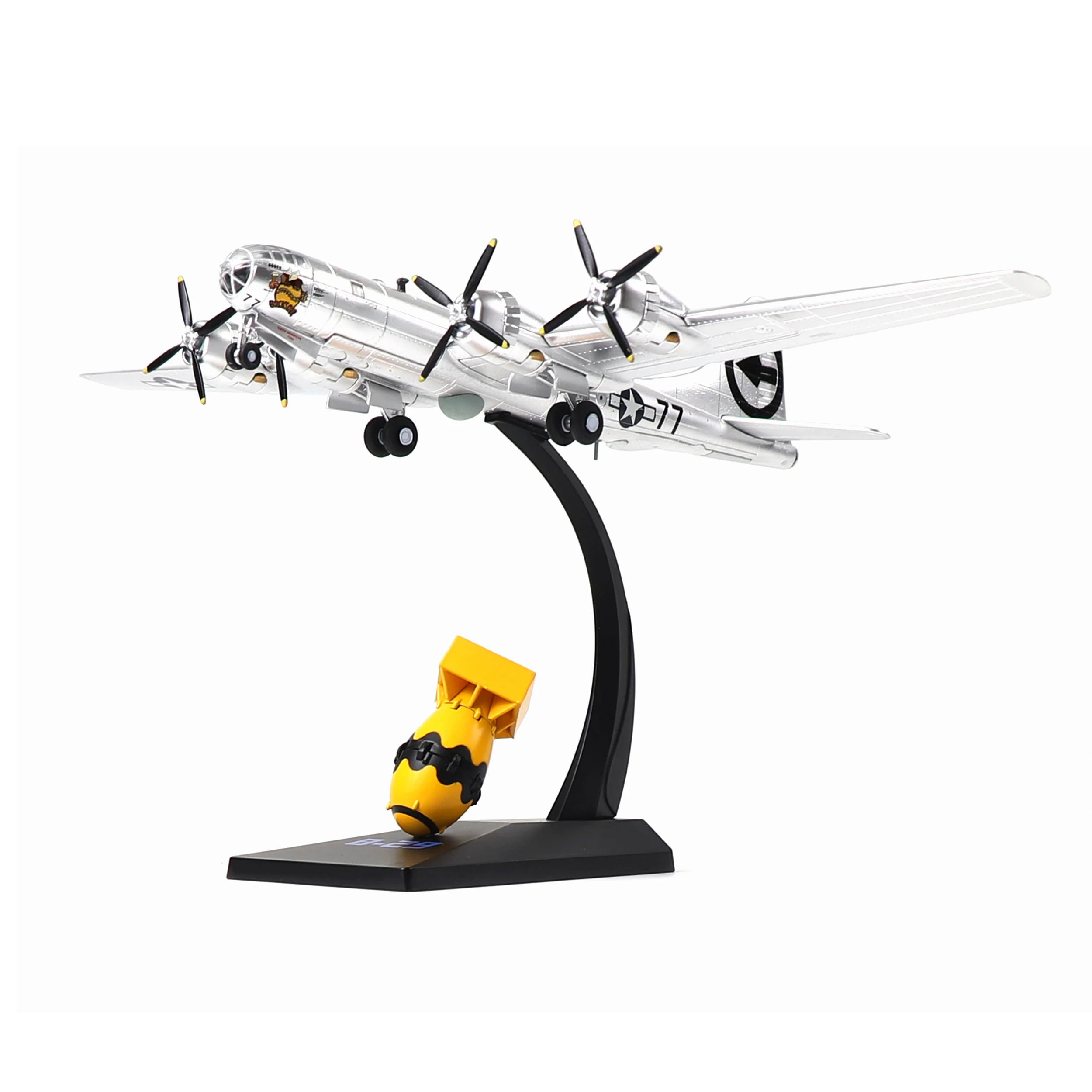 

NUOTIE 1/144 B-29 Superfortress Fat Man Classic Bomber Diecast Model with Stand (Silverplate) for Collection