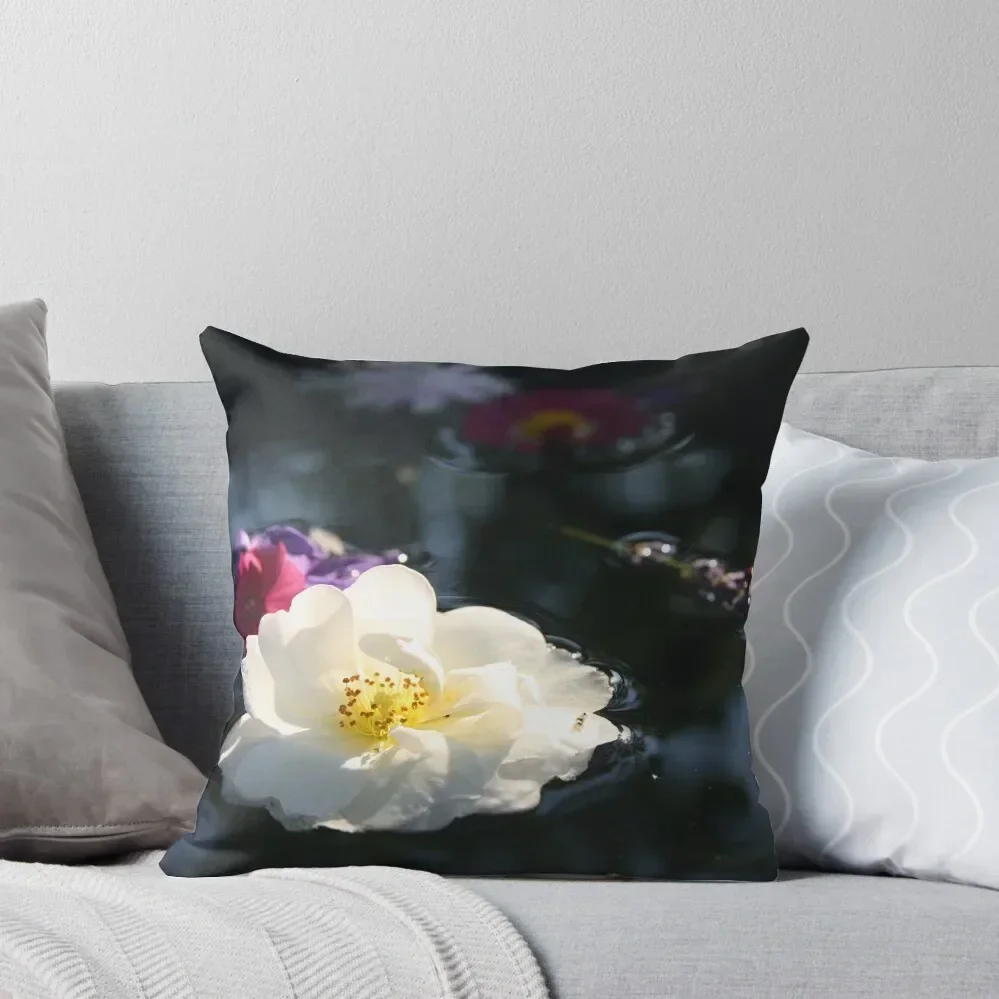

White Rose - Dark Water Throw Pillow pillow cover luxury Christmas s Covers Luxury Cushion Cover Luxury Pillow Cover
