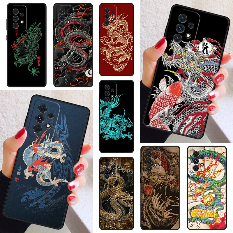 Ancient Japanese Dragon Phone Case For Samsung Galaxy A52 A72 A73 A20e A21S A50 A70 A11 A12 A42 A31 A40 A51 A71 A32 A80