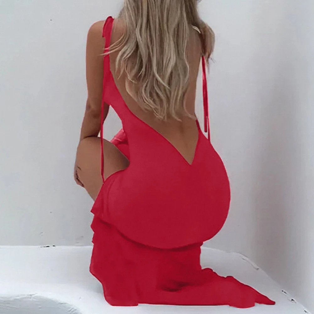 Dresses Summer Sexy Decent Cut-Out Sleeveless Square Neck Midi Long Evening Dresses For Women