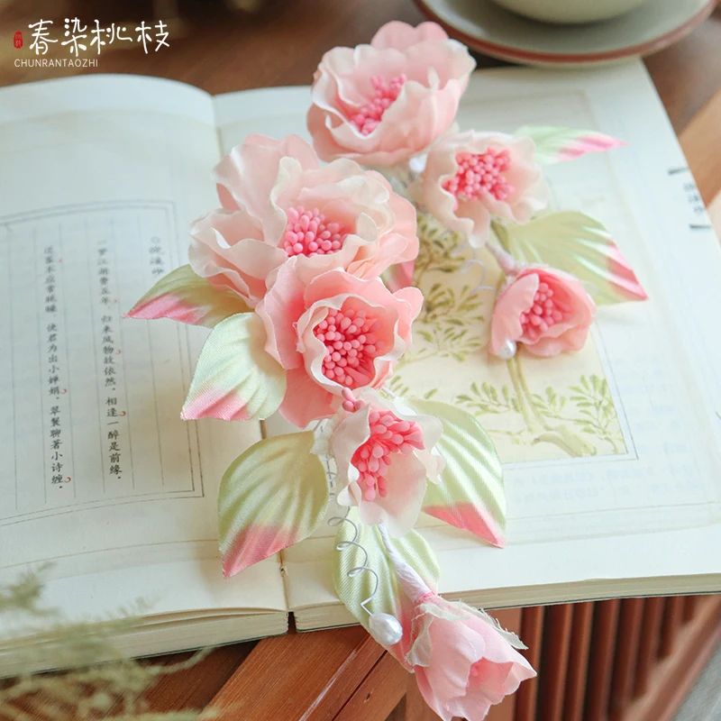 

Super Fairy Pink Handmade Imitation Permed Hairpin Headdress, Daily Versatile National Style Hanfu Hair Accessories for Women