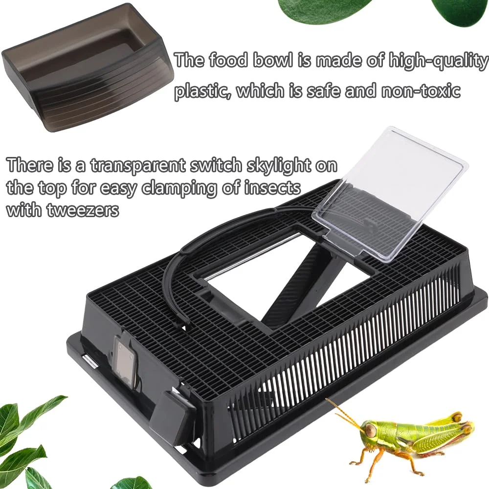 Insect Breeding Box Clear Cricket Keeper Escape Proof Reptile Feeder Habitat Ventilated Bug Terrarium Container Easy Clean