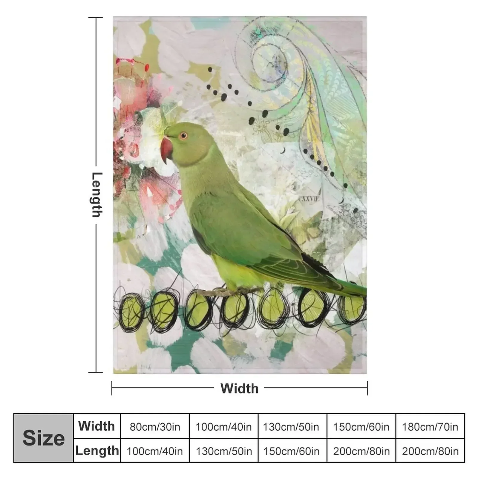 Indian Ringneck Parrot Throw Blanket Beach Hairys Heavy Decoratives Blankets