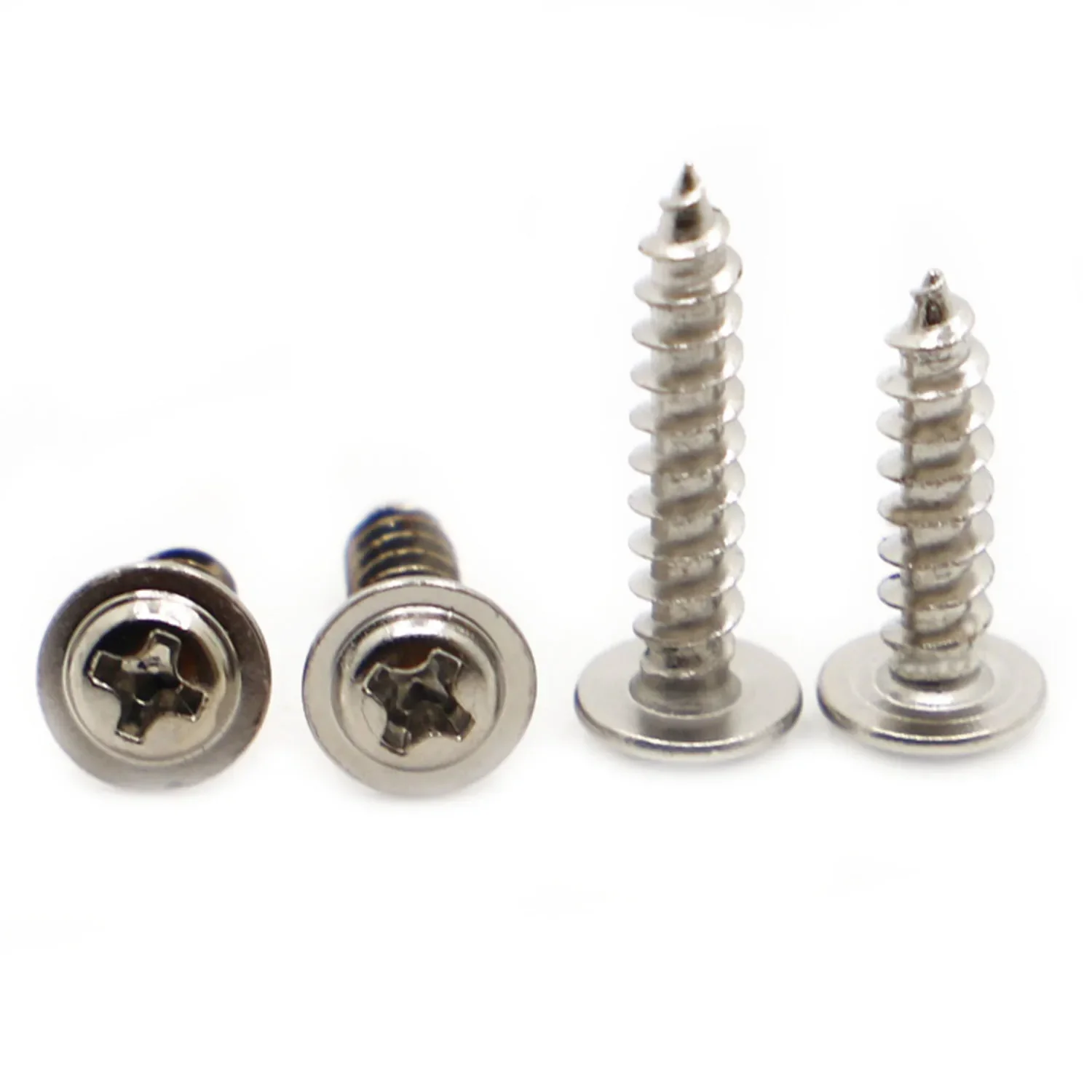 Tornillos autorroscantes de acero niquelado, cabeza redonda cruzada, cabeza plana PWA con tornillo de almohadilla M1.2 M1.4 M1.7 M2 M2.3 M2.6 M3 M3.5 M4