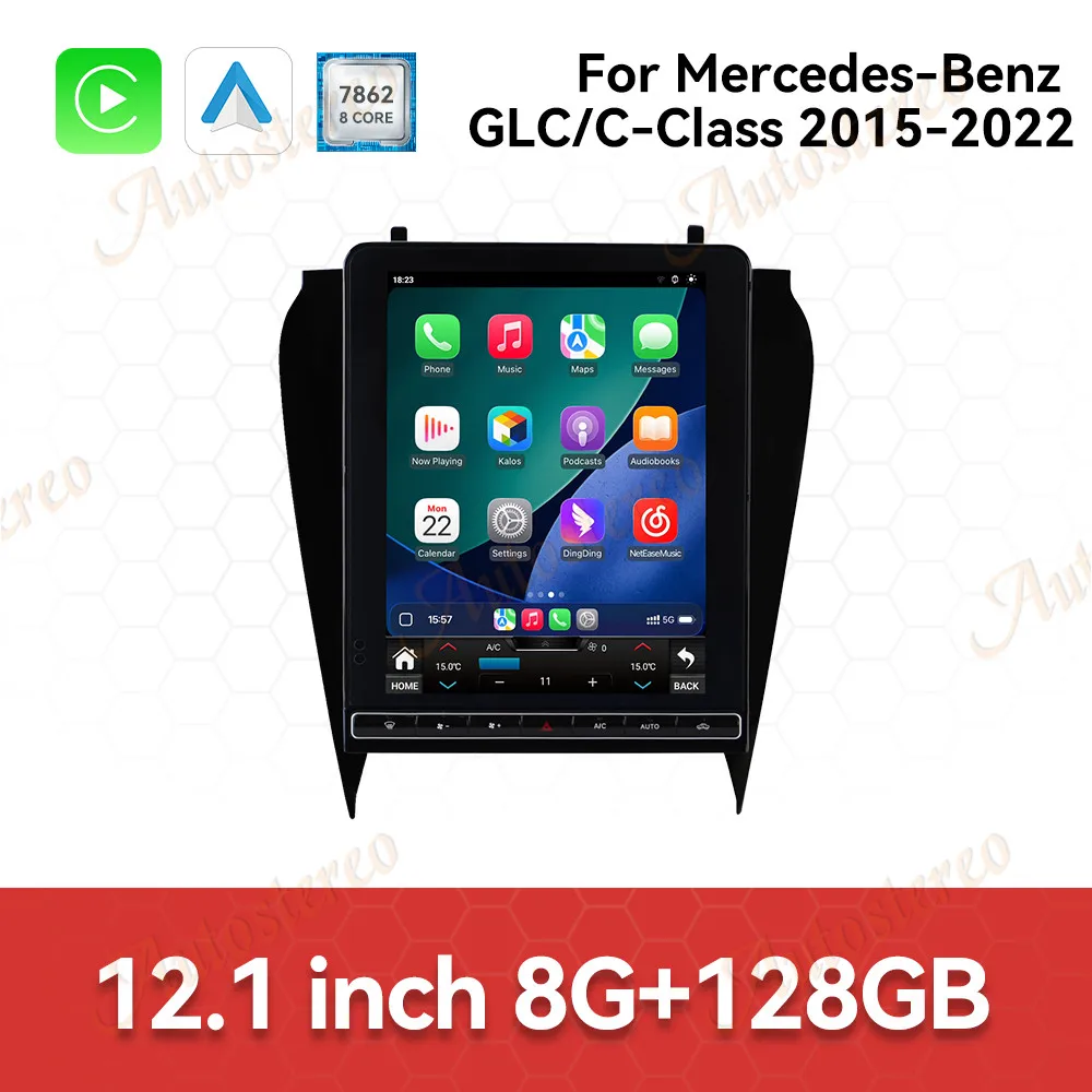 12.3 Carplay Android 14 Car GPS Navigation For Mercedes Benz GLC C Class 2015-2022 Head Unit Multimedia Player Car Radio Right