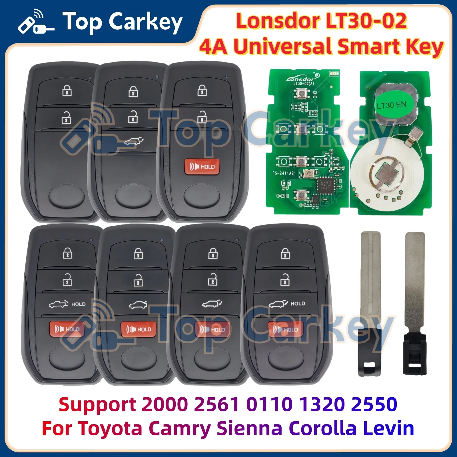 Lonsdor LT30 LT30-02 4A Universal Smart Key for Toyota Camry Sienna Corolla Cross Yaris Levin Support 2000 2561 0110 1320 2550