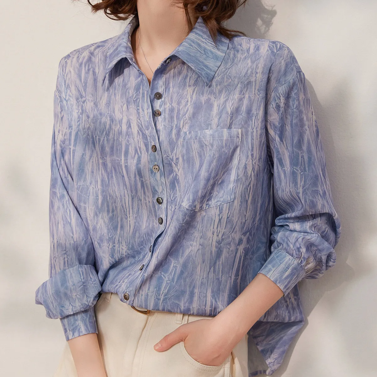 Imagem -06 - Louis Yao-camisa Feminina com Gola Virada para Baixo em Estilo Francês Manga Comprida Estilo Solto Blusas Bandhnu Blusa Elegante Primavera e Verão 2023