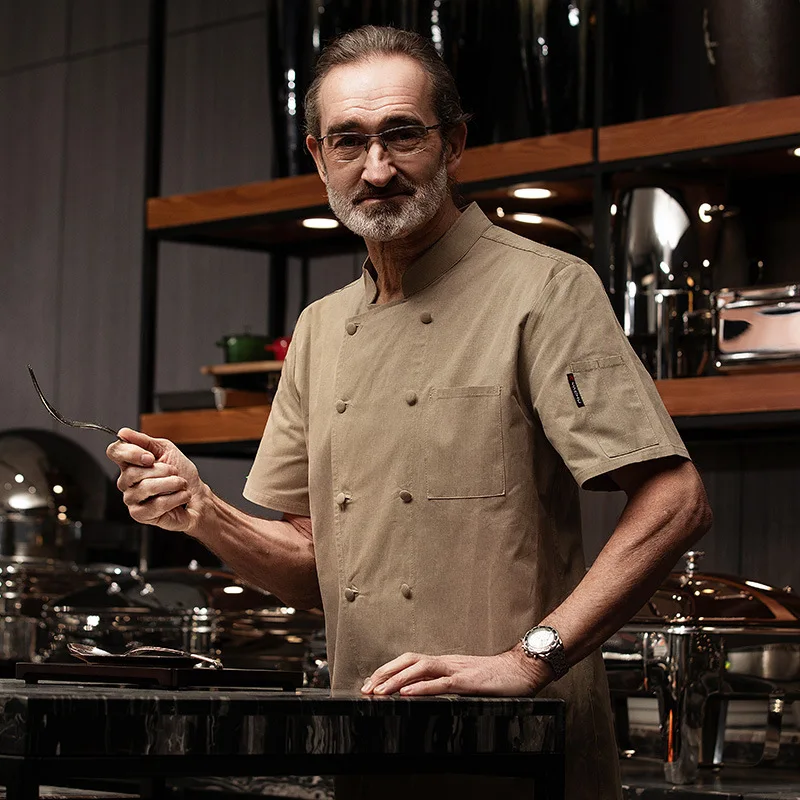 

Униформа шеф-повара для ресторанов, отелей, кухонного персонала, школ, фабрик, столовых, рабочая одежда с короткими рукавами, мужская униформа для ресторанов.