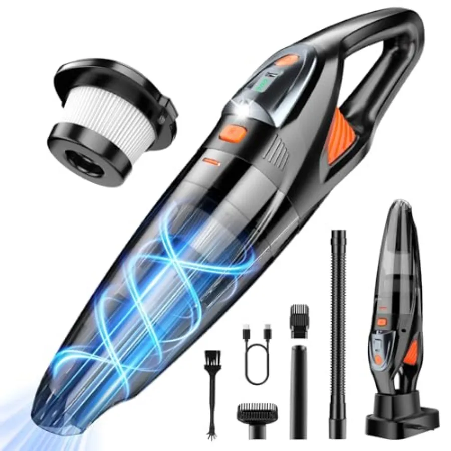 Handheld Vacuum Cordless 25000PA Powerful Suction, Portable Car Vacuum, 3 in 1 Hand Held Vacuum Rechargeable 8000mAh with LED L