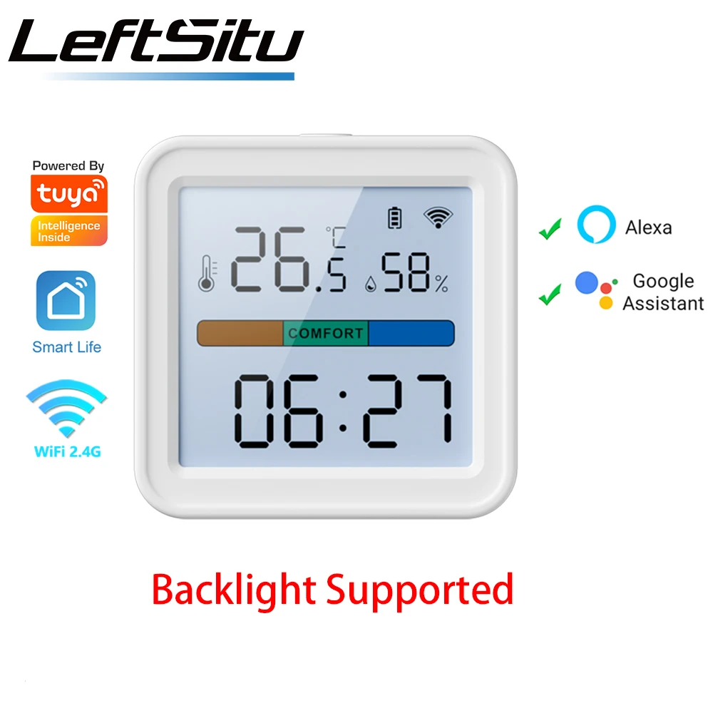 Tuya WIFI Temperature Humidity Sensor Hygrometer Thermometer Smart Home Backlight Smart Life Support Alexa Google Assistant