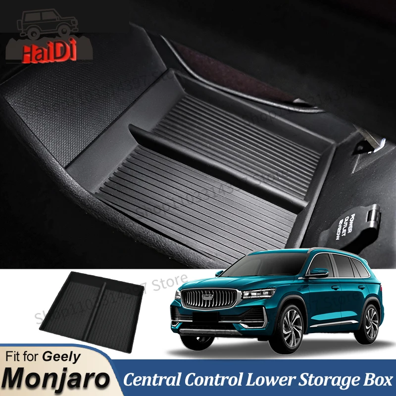 For Geely Monjaro KX11 Manjaro Central Control Lower Storage Box TPE Central Armrest Organizer Auto Interior Accessories