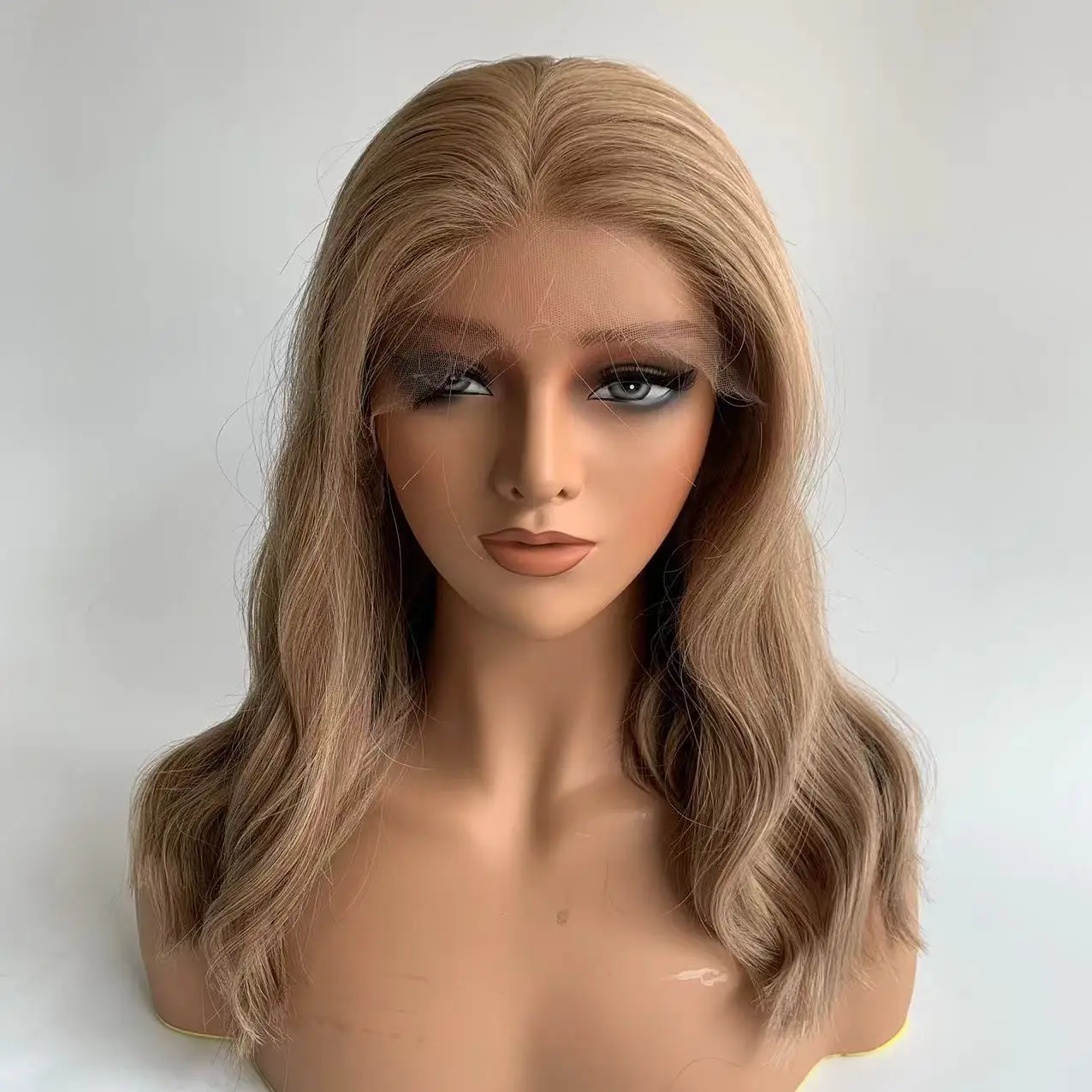 

#8 Brown Color Silk Top Silicone Cap Medical Gluless Wig Replacement European Human Hair For Alopecia Or Cancer