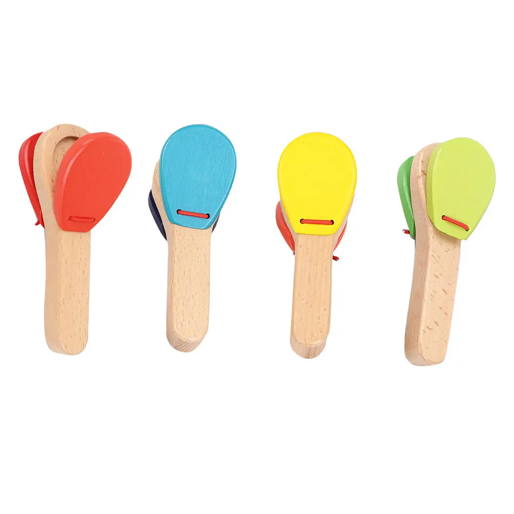 4 قطع من الآلات الموسيقية من كاستانيت أدوات قرع خشبية لتعلم الموسيقى التعليمية المبكرة