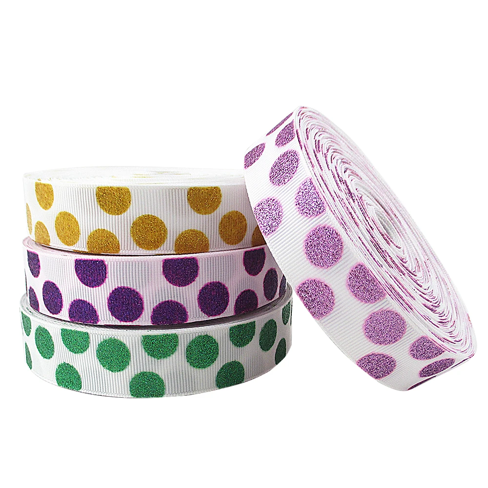 1 rollo, 0,86 pulgadas/22mm X 5 yardas/rollo de cinta de grosgrain con puntos brillantes