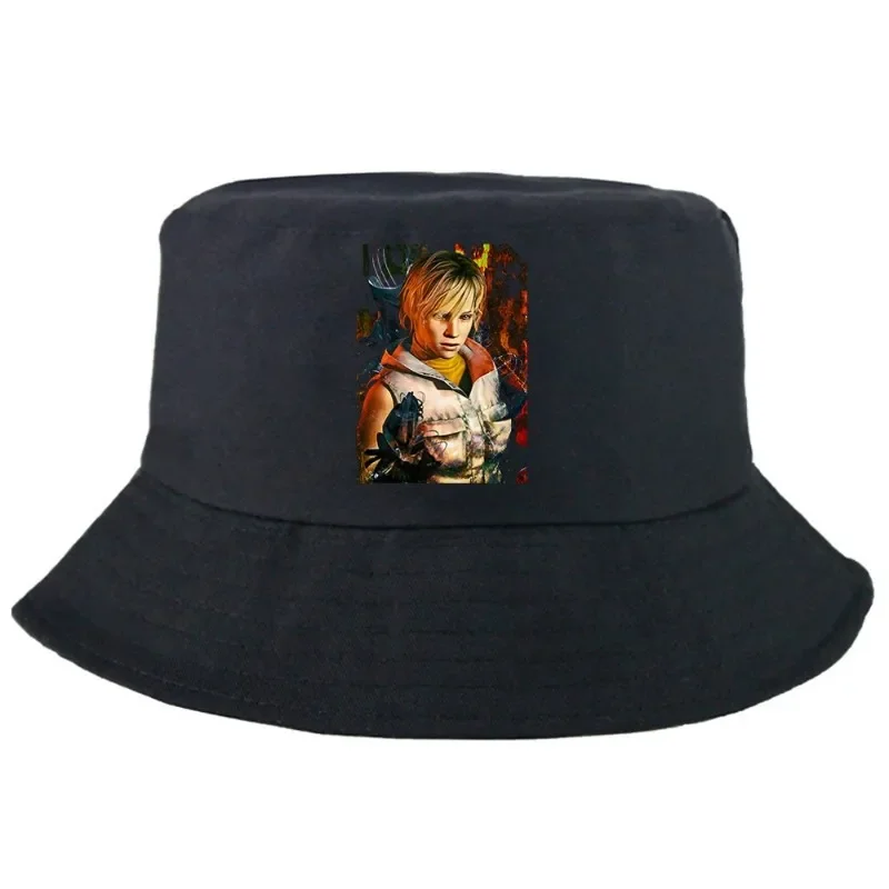 Harajuku Silent Hill Bucket Hat Summer Foldable Bucket Hat Man Women Casual Stylish Unisex Outdoor Sunscreen Fishing Hunting Cap