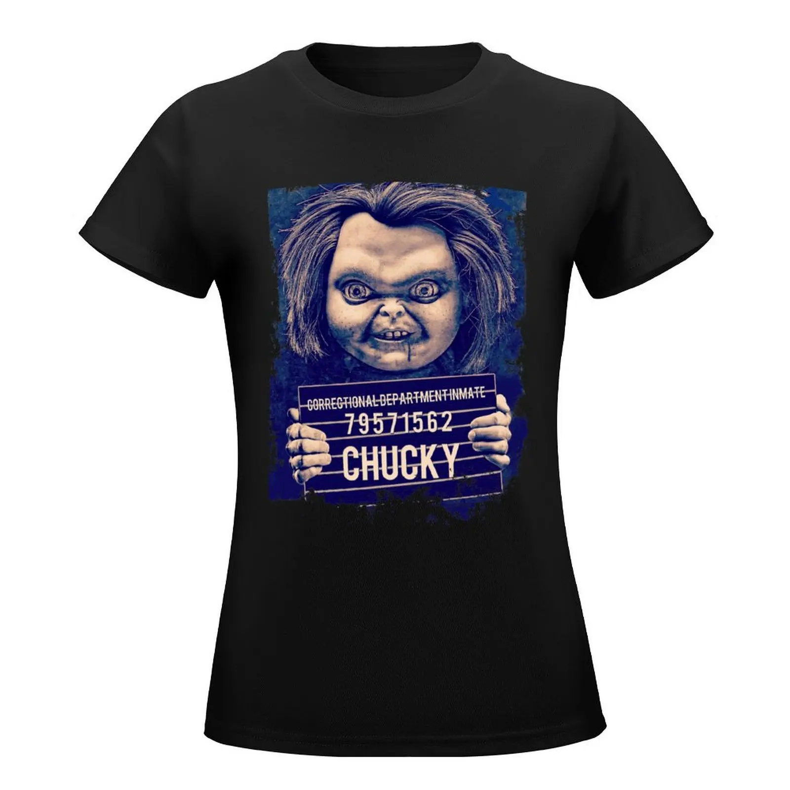 Chucky Mugshot T-Shirt summer top tees funny cotton t shirts Women