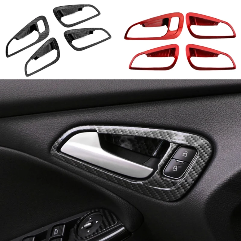 for Ford Focus 3 4 2015 - 2017 LHD Car Interior Inner Door Handle Protection Cover Door Bowl Trim Sticker  Accessories