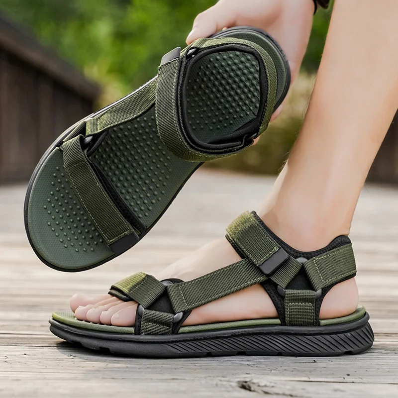 New Summer Fashion Men's Outdoor Sandals Non-Slip Hiking Beach Shoes Lightweight Comfortable PU Leather Anti-Slip Soles for Men