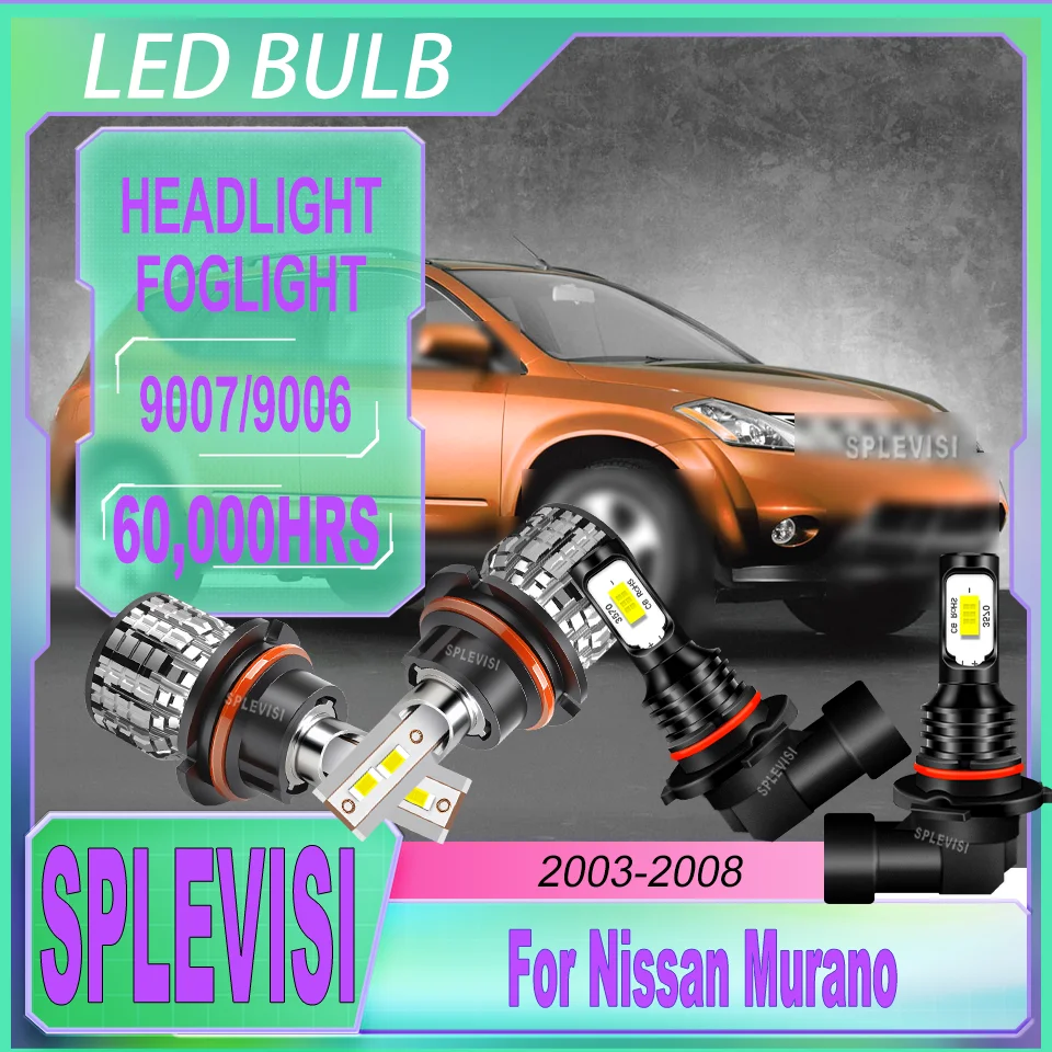 

24000LM 9007 LED Headlight 8000LM 9006 Fog Light Bulbs - Each 6000K White IP67 For Nissan Murano 2003 2004 2005 2006 2007 2008