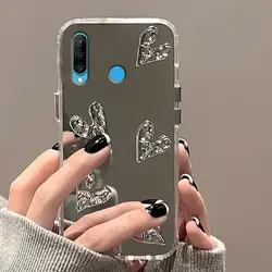 Silikonowe etui Mirror 3D Love Heart do Huawei P30 P20 Lite P40 P50 P60 Pro Mate 10 P 20 30 50 Back Cover P30lite P20lite P30pro