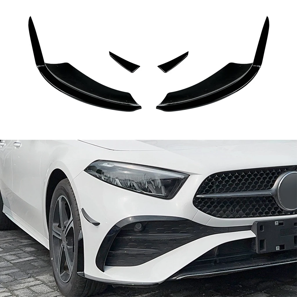 

Front Bumper Lip Spoiler For Mercedes-Benz A-Class W177 A180 A200 A35 AMG 2023+ Front Bumper Protector Lower Blade Splitter