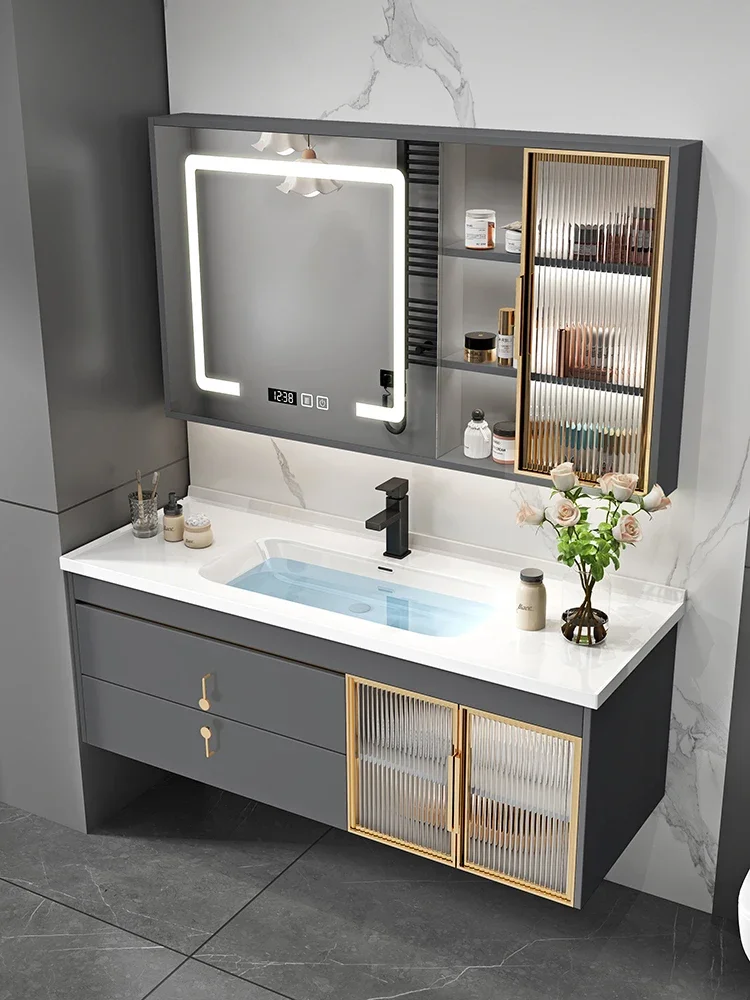 Bathroom cabinet combination integrated ceramic basin intelligent mirror hand washing basin cabinet washbasin cabinet