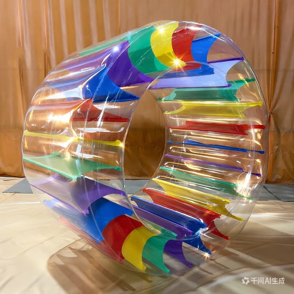 Inflatable Water Roller for Kids Adults, PVC Rainbow Zorb Ball for Pool Beach, Large Land Walking Wheel for Outdoor Park Games