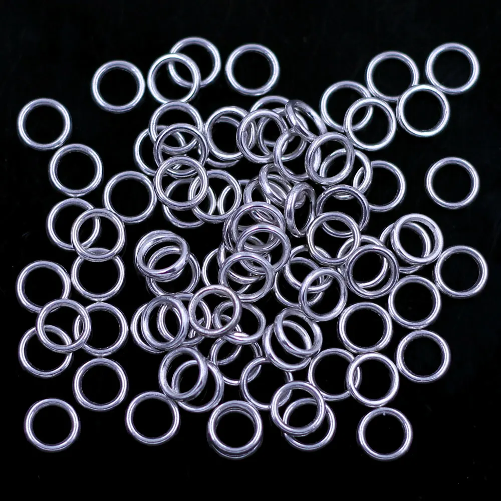 100 Stück geschlossene Bieger inge gelötet runde Metall Silber Ton Schmuck DIY Befunde 8mm – Detail 4