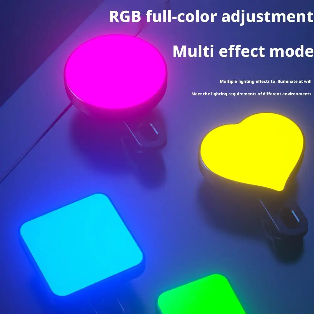 جيب RGB ملء الضوء المحمولة LED ضوء فيديو صغير ملء الضوء للكاميرا الهاتف الذكي لأجهزة الكمبيوتر المحمول GoPro Selfie مصباح RGB قابل للتعديل