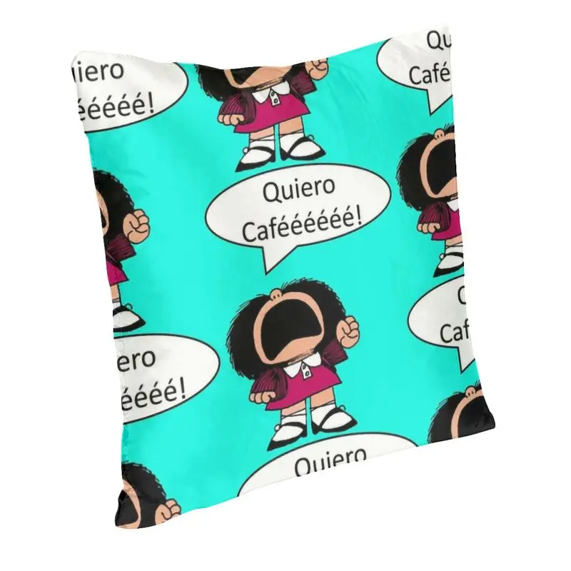 Mafalda Coffee Cushion Cover 45x45cm Home Decorative Print Cartoon Quino Comics Throw Pillow Case for Sofa Two Side