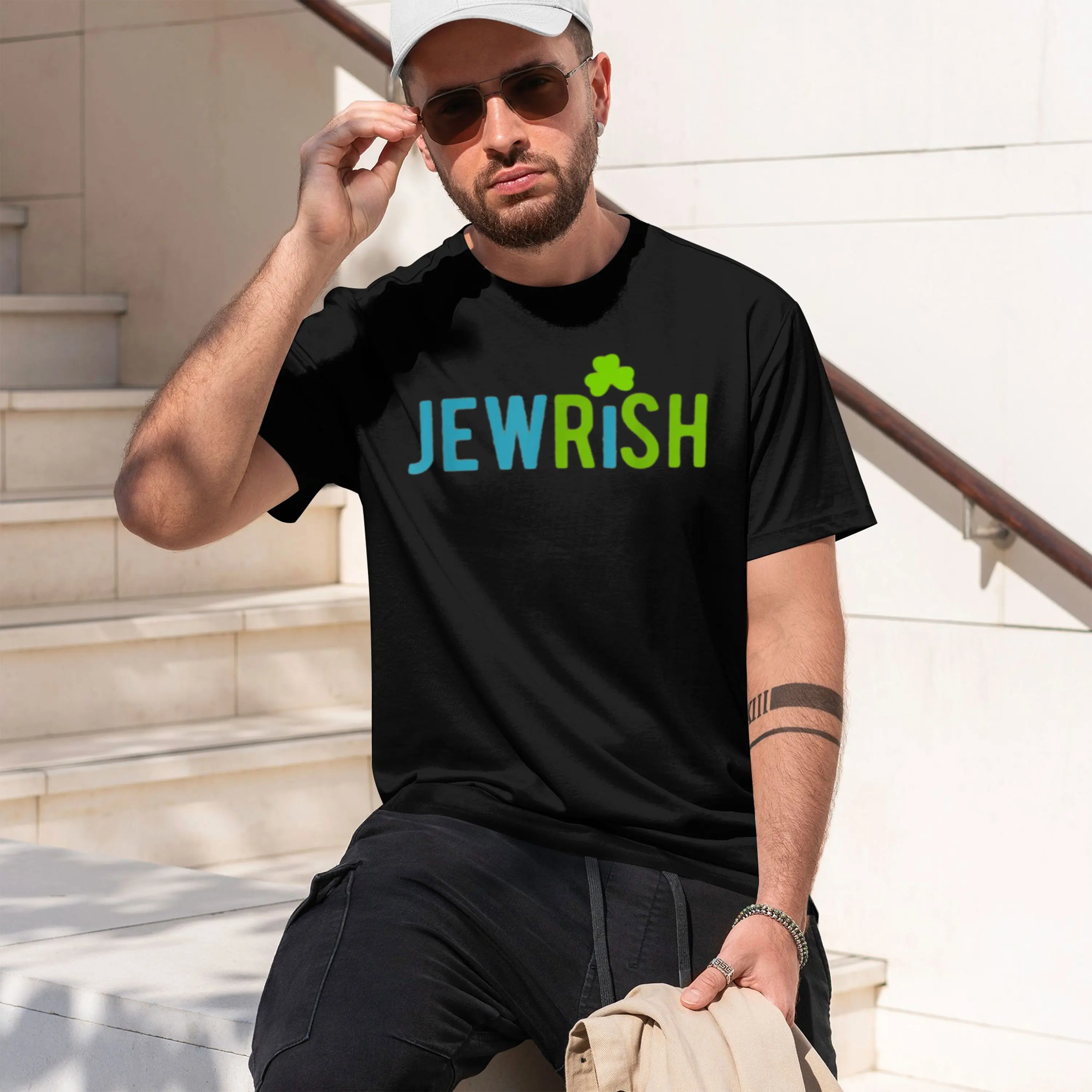 Jewish St Pats Day Shamrock Funny Jewish Irish Mens Shirts Grh Tee Leisure Washed Short Sve Tee Printing 2026 New Model Short-sl