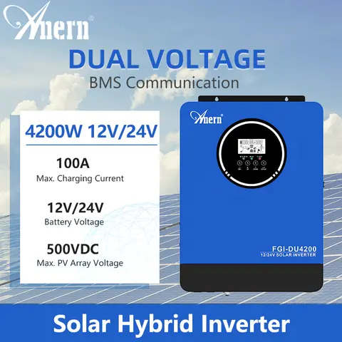 Inversor híbrido solar 4.2KW 4200W 2300W BMS 12V 24V 220V 100A MPPT Inversor solar de onda senoidal pura