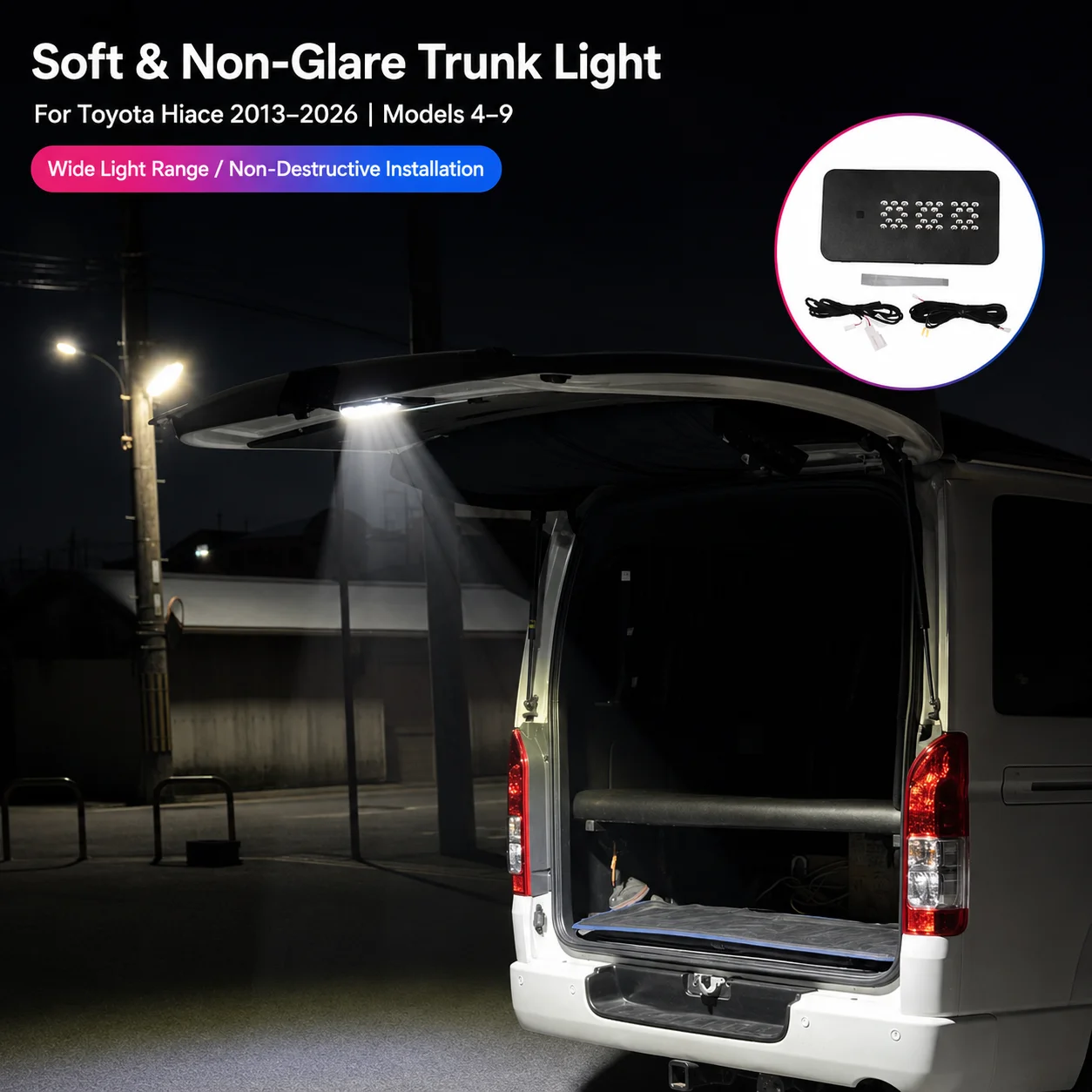 Car LED Trunk Light for Toyota HiAce 200 Series Tailgate Cargo Lamp Car Room Lamp Interior Light Touch Switch Kit Type 4-9 1 Set
