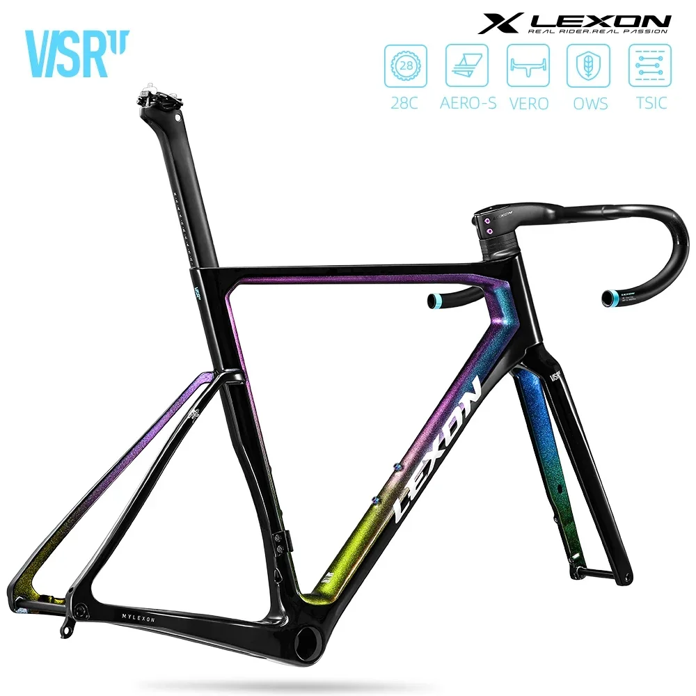 

2025 LEXON VISRT Carbon Aero Road Bike Frame Disc Brake Full Internal Cable Ultralight Racing Frameset Size 44-56cm