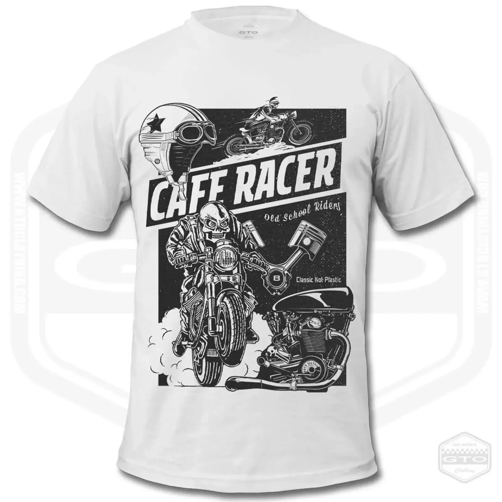 Camiseta para hombre Cafe Racer Old School Riders, ropa de diseñador vintage lavada para amantes de las motocicletas, ropa de calle transpirable para hombre