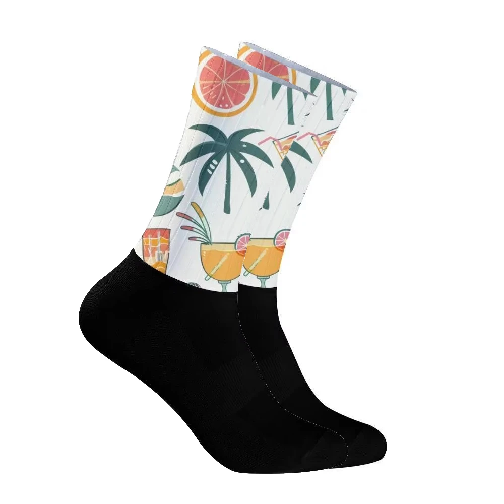 

Велосипедные носки с фруктами и пальмовым принтом, новые летние дышащие велосипедные носки для мужчин и женщин, дорожный велосипед Calcetines Ciclismo