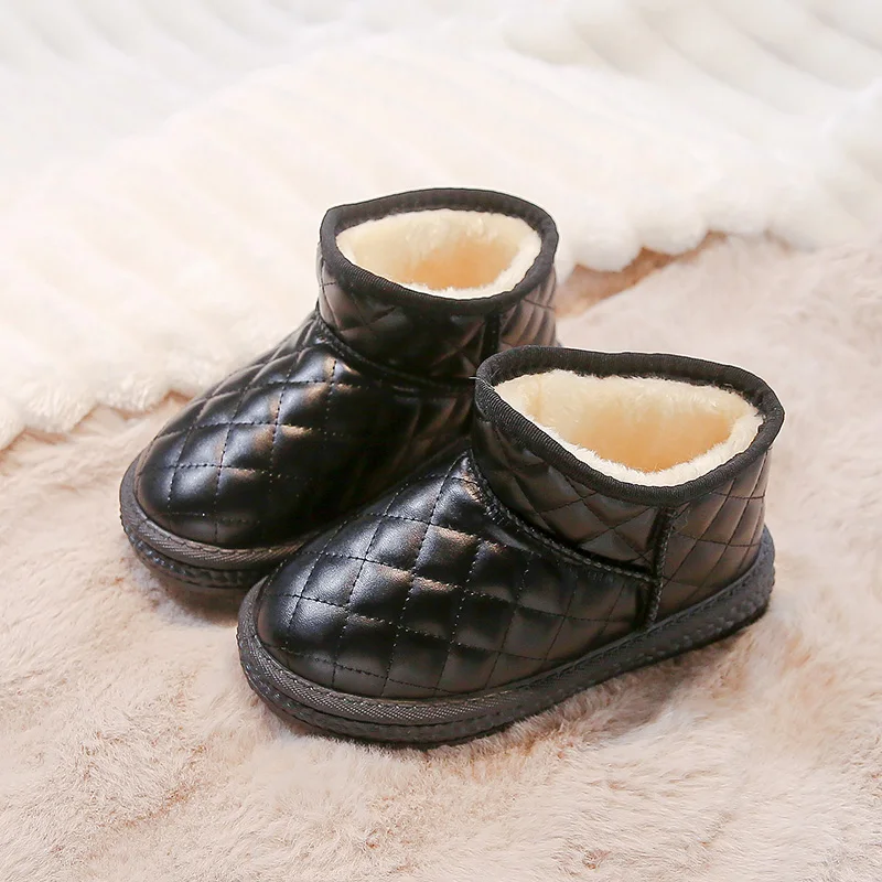 

Children's Thermal Boots Winter Kids Boots for Boys Thickened Plush Girls Fashion Causal Checkered Snow Boot Non-slip Versatile